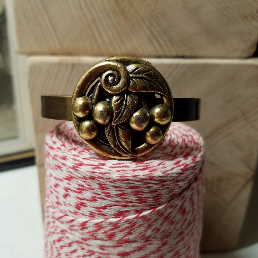 Vintage Button Cuff Bracelet Adjustable